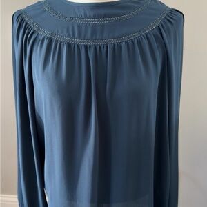 LOFT Teal Blue Long Sleeve Blouse - Medium